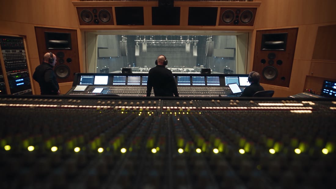 An audio mixing position overlooking the stage